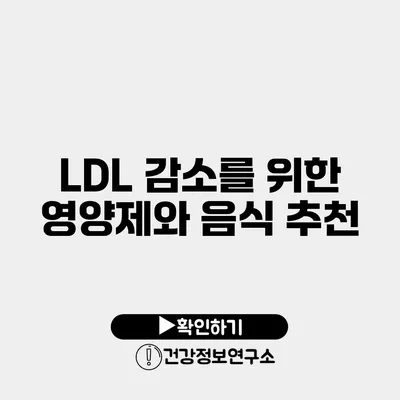 LDL 감소를 위한 영양제와 음식 추천