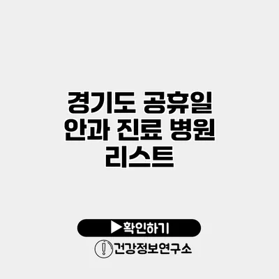 경기도 공휴일 안과 진료 병원 리스트