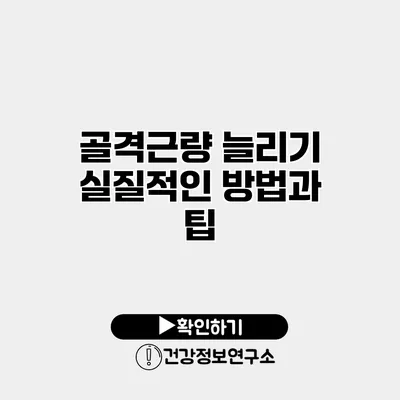 골격근량 늘리기 실질적인 방법과 팁