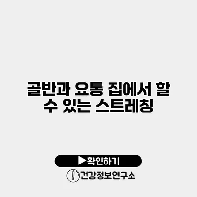 골반과 요통 집에서 할 수 있는 스트레칭