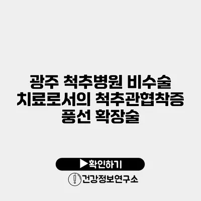 광주 척추병원 비수술 치료로서의 척추관협착증 풍선 확장술