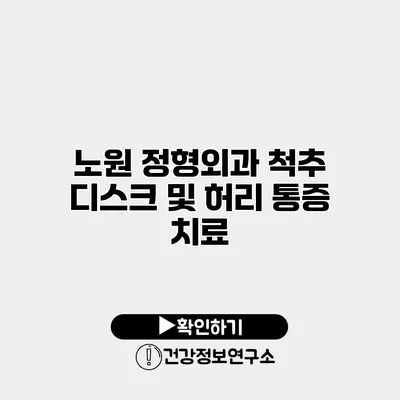 노원 정형외과 척추 디스크 및 허리 통증 치료