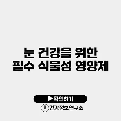 눈 건강을 위한 필수 식물성 영양제