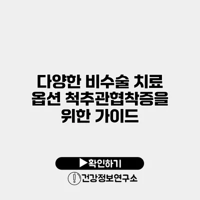 다양한 비수술 치료 옵션 척추관협착증을 위한 가이드