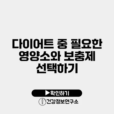 다이어트 중 필요한 영양소와 보충제 선택하기