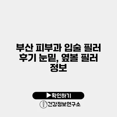 부산 피부과 입술 필러 후기 눈밑, 옆볼 필러 정보