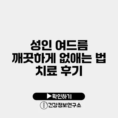 성인 여드름 깨끗하게 없애는 법 치료 후기