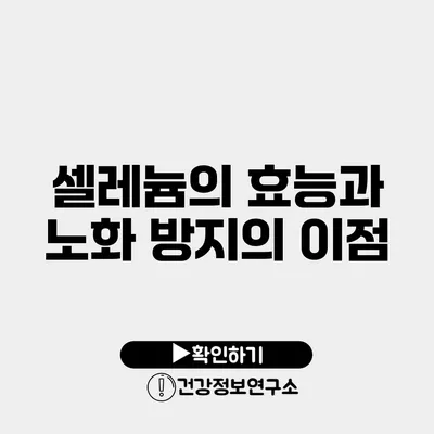 셀레늄의 효능과 노화 방지의 이점