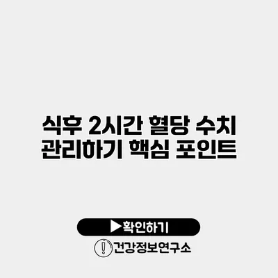 식후 2시간 혈당 수치 관리하기 핵심 포인트