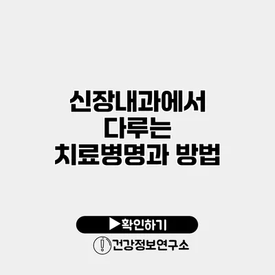 신장내과에서 다루는 치료병명과 방법