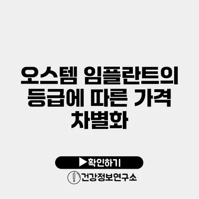 오스템 임플란트의 등급에 따른 가격 차별화