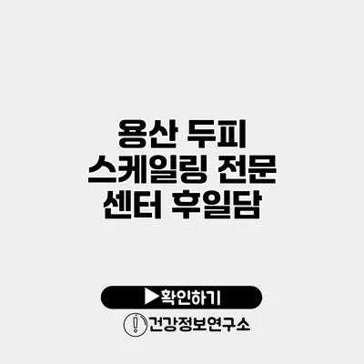 용산 두피 스케일링 전문 센터 후일담
