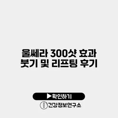 울쎄라 300샷 효과 붓기 및 리프팅 후기