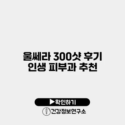 울쎄라 300샷 후기 인생 피부과 추천
