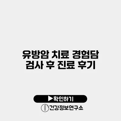 유방암 치료 경험담 검사 후 진료 후기