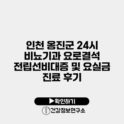 인천 옹진군 24시 비뇨기과 요로결석 전립선비대증 및 요실금 진료 후기