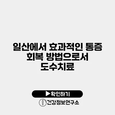 일산에서 효과적인 통증 회복 방법으로서 도수치료