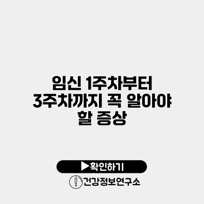 임신 1주차부터 3주차까지 꼭 알아야 할 증상