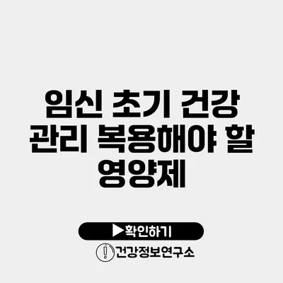 임신 초기 건강 관리 복용해야 할 영양제