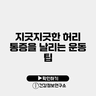 지긋지긋한 허리 통증을 날리는 운동 팁