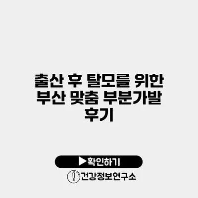 출산 후 탈모를 위한 부산 맞춤 부분가발 후기