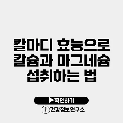 칼마디 효능으로 칼슘과 마그네슘 섭취하는 법