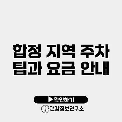 합정 지역 주차 팁과 요금 안내