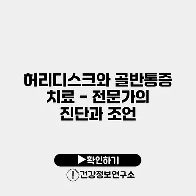 허리디스크와 골반통증 치료 - 전문가의 진단과 조언