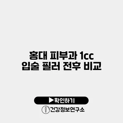 홍대 피부과 1cc 입술 필러 전후 비교