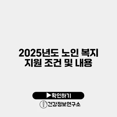 2025년도 노인 복지 지원 조건 및 내용