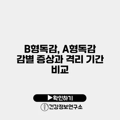 B형독감, A형독감 감별 증상과 격리 기간 비교