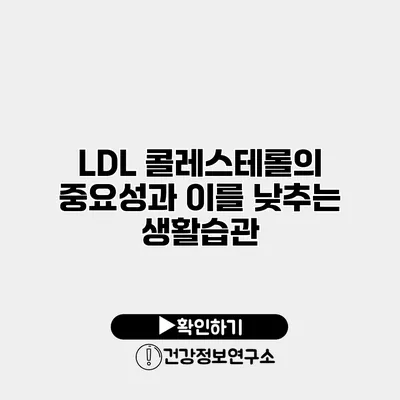 LDL 콜레스테롤의 중요성과 이를 낮추는 생활습관