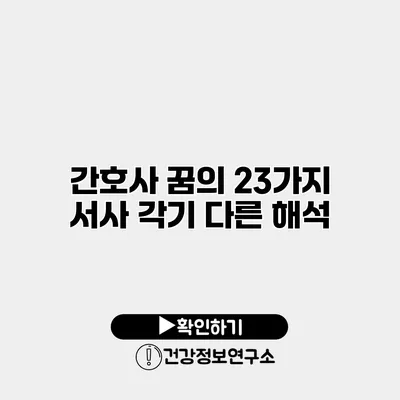 간호사 꿈의 23가지 서사 각기 다른 해석