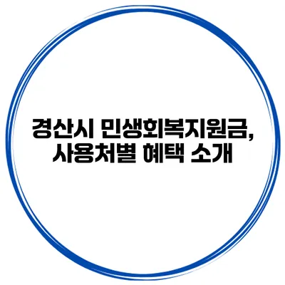 경산시 민생회복지원금, 사용처별 혜택 소개