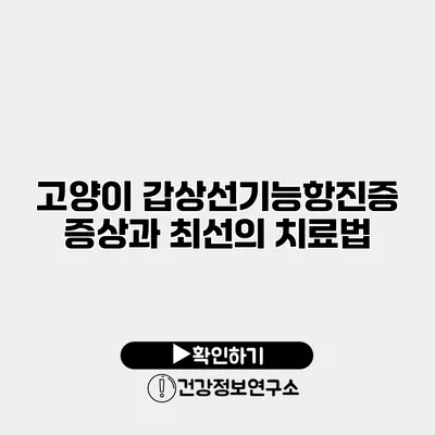 고양이 갑상선기능항진증 증상과 최선의 치료법