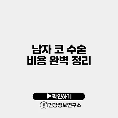 남자 코 수술 비용 완벽 정리