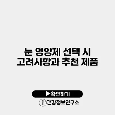눈 영양제 선택 시 고려사항과 추천 제품