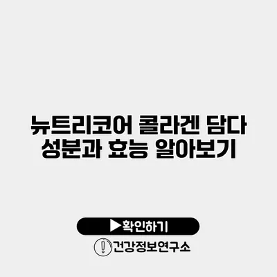 뉴트리코어 콜라겐 담다 성분과 효능 알아보기