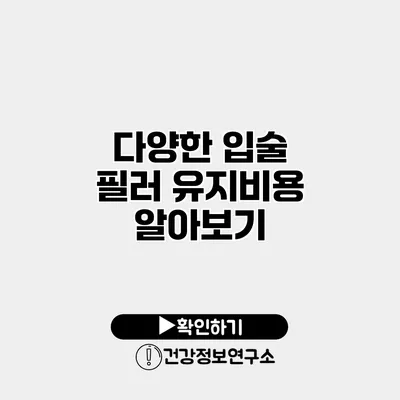 다양한 입술 필러 유지비용 알아보기