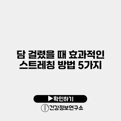 담 걸렸을 때 효과적인 스트레칭 방법 5가지