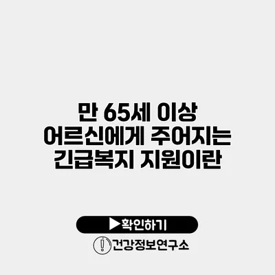 만 65세 이상 어르신에게 주어지는 긴급복지 지원이란?