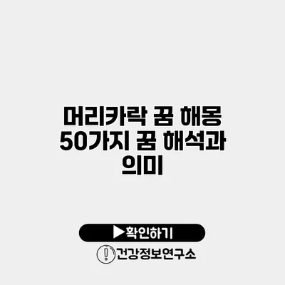 머리카락 꿈 해몽 50가지 꿈 해석과 의미