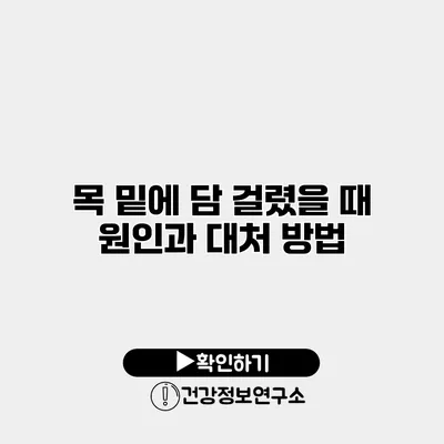 목 밑에 담 걸렸을 때 원인과 대처 방법