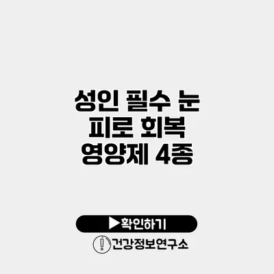 성인 필수 눈 피로 회복 영양제 4종