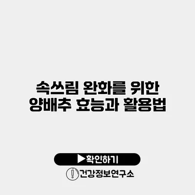 속쓰림 완화를 위한 양배추 효능과 활용법