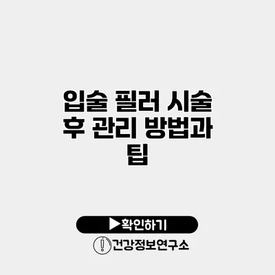 입술 필러 시술 후 관리 방법과 팁