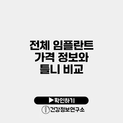 전체 임플란트 가격 정보와 틀니 비교