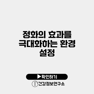 정화의 효과를 극대화하는 환경 설정