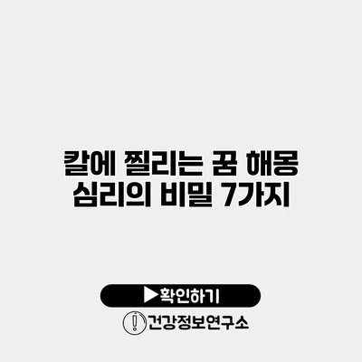 칼에 찔리는 꿈 해몽 심리의 비밀 7가지