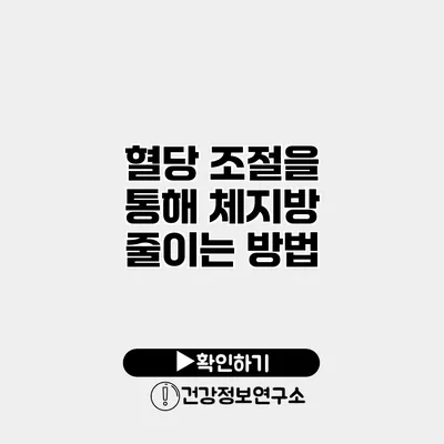 혈당 조절을 통해 체지방 줄이는 방법